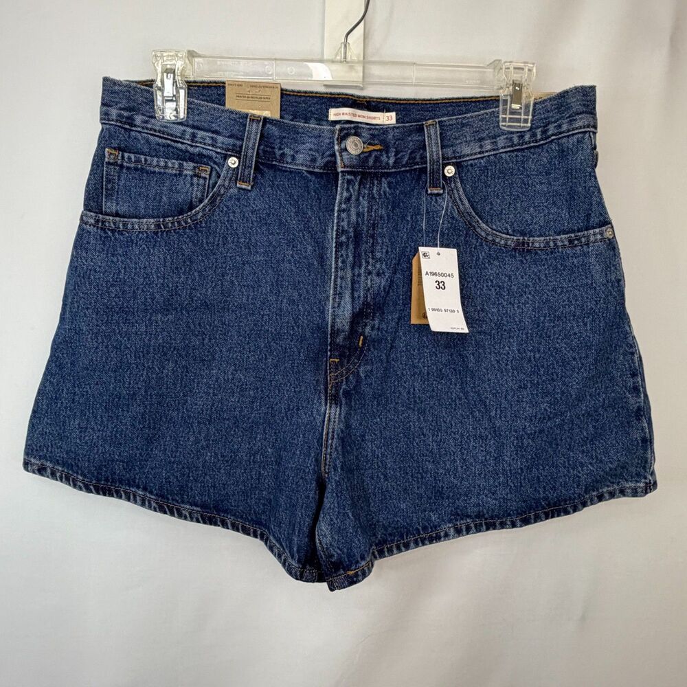 Size 33 Levi's High Waisted Mom Shorts NWT High Rise Denim Blue